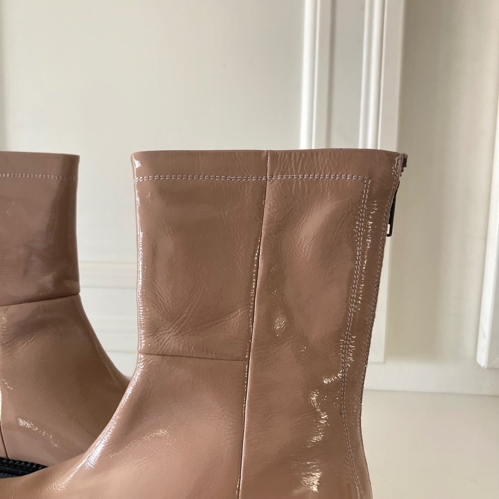 NIB Seychelles Anthropologie Last Chance Beige Patent Leather Boots Sz 7 - Picture 7 of 12